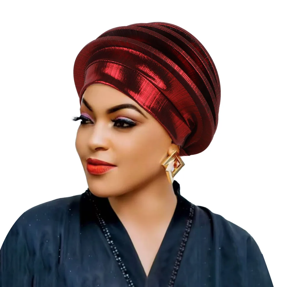 Mehrschichtige Spiral-Baskenmützen-Turbane für Frauen, Afrikanische Kopfbedeckungen, Damen-Baskenmützen, Turban Nigeria Kopfschmuck für Hochzeiten und Partys, Gele – Detail 12