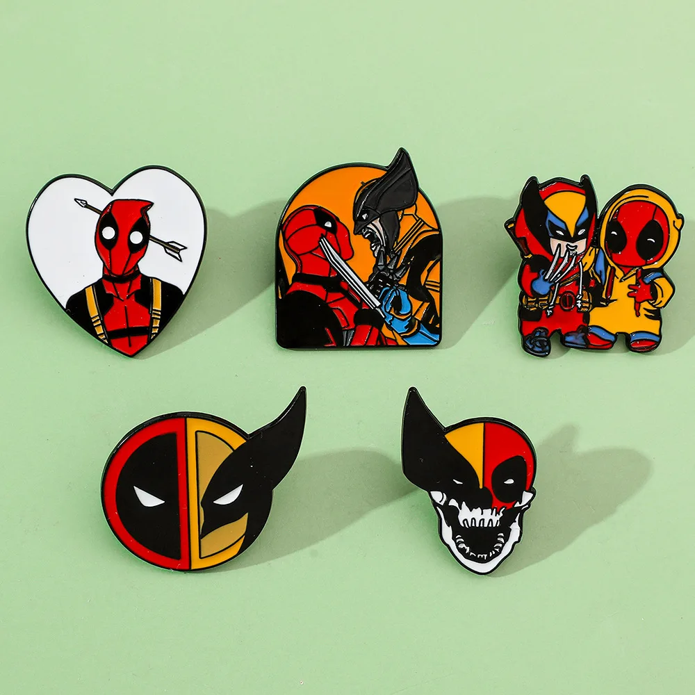 Metal Badge European and American Film Characters Deadpool and Wolverine Alloy Drip Oil Brooch Superhero Pin Accessories