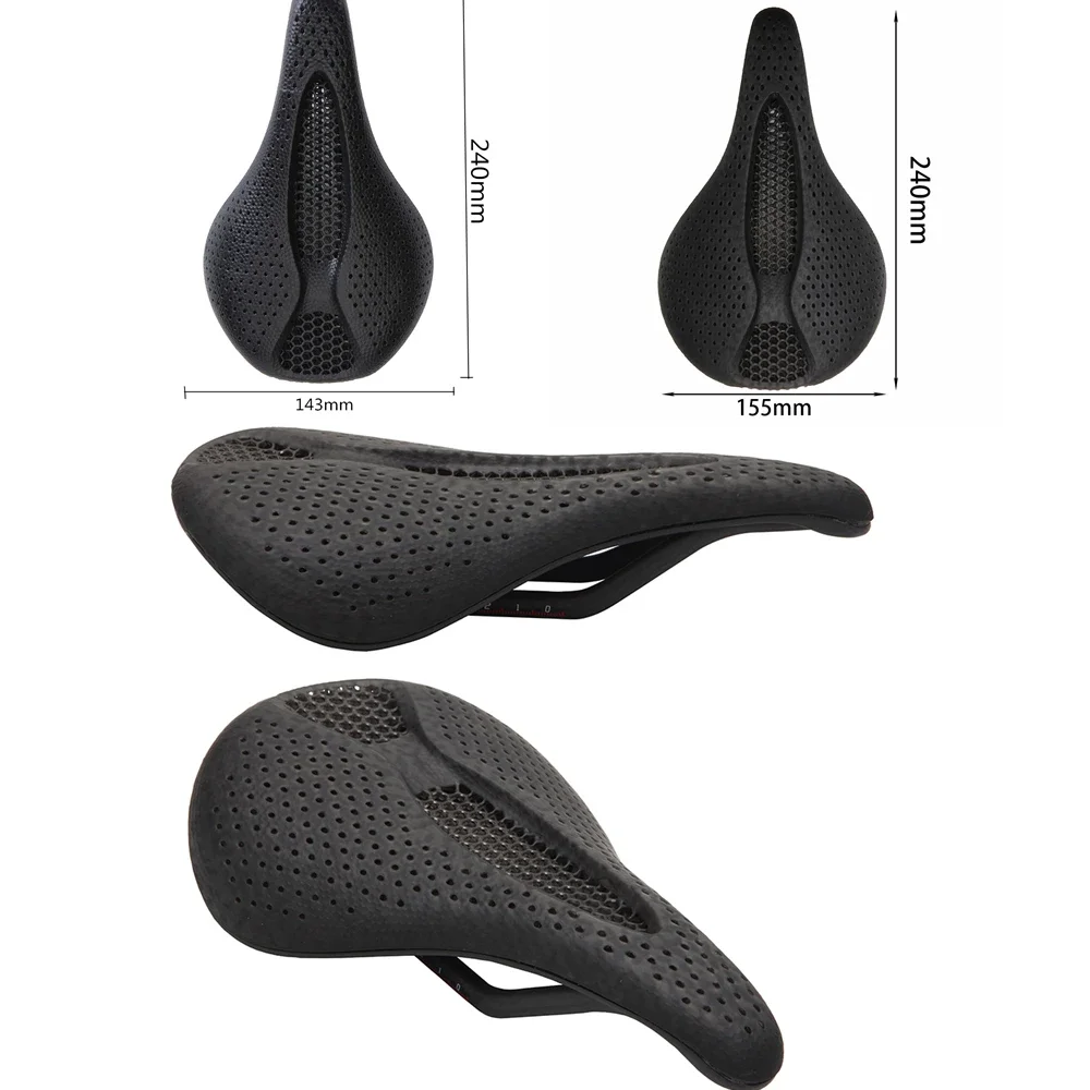 BALUGOE bicycle 3D printed saddle, carbon fiber saddle, comfortable road bike mountain bike seat, comfortable honeycomb pad