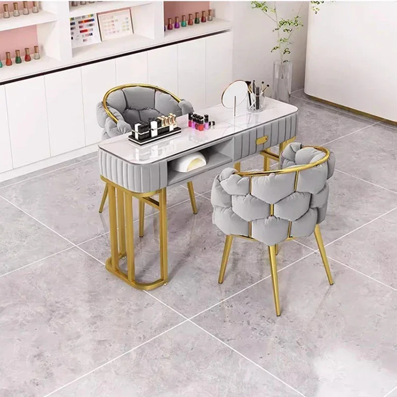 Designer Manicure Table Nails Nail Chair Salon Furniture Professional Tables Lamp Mesas De Manicura Manicure Table Aesthetic