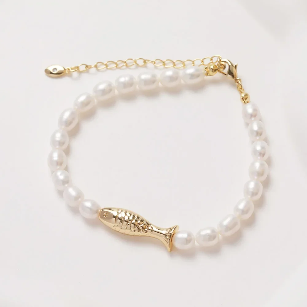 4PCS Fish Shaped Brass Spacer Bead  for Jewelry Making Bracelet Necklace DIY Handmade 14k Gold Plated Accessories 7*24mm