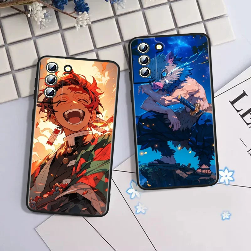 Anime Demon Slayer Voor Samsung S24 S23 S22 S21 S20 Fe S10e S10 S9 Ultra Plus Plus Zachte Siliconen Zwarte Telefoonhoes