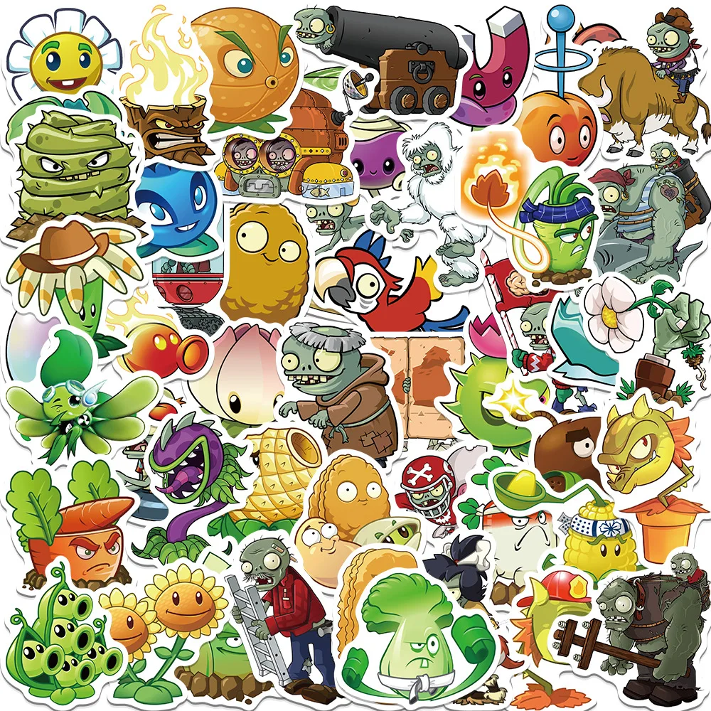 50pcs Cartoon Cute Classic Game Plants Vs Zombies (PVZ) Kids Stickers