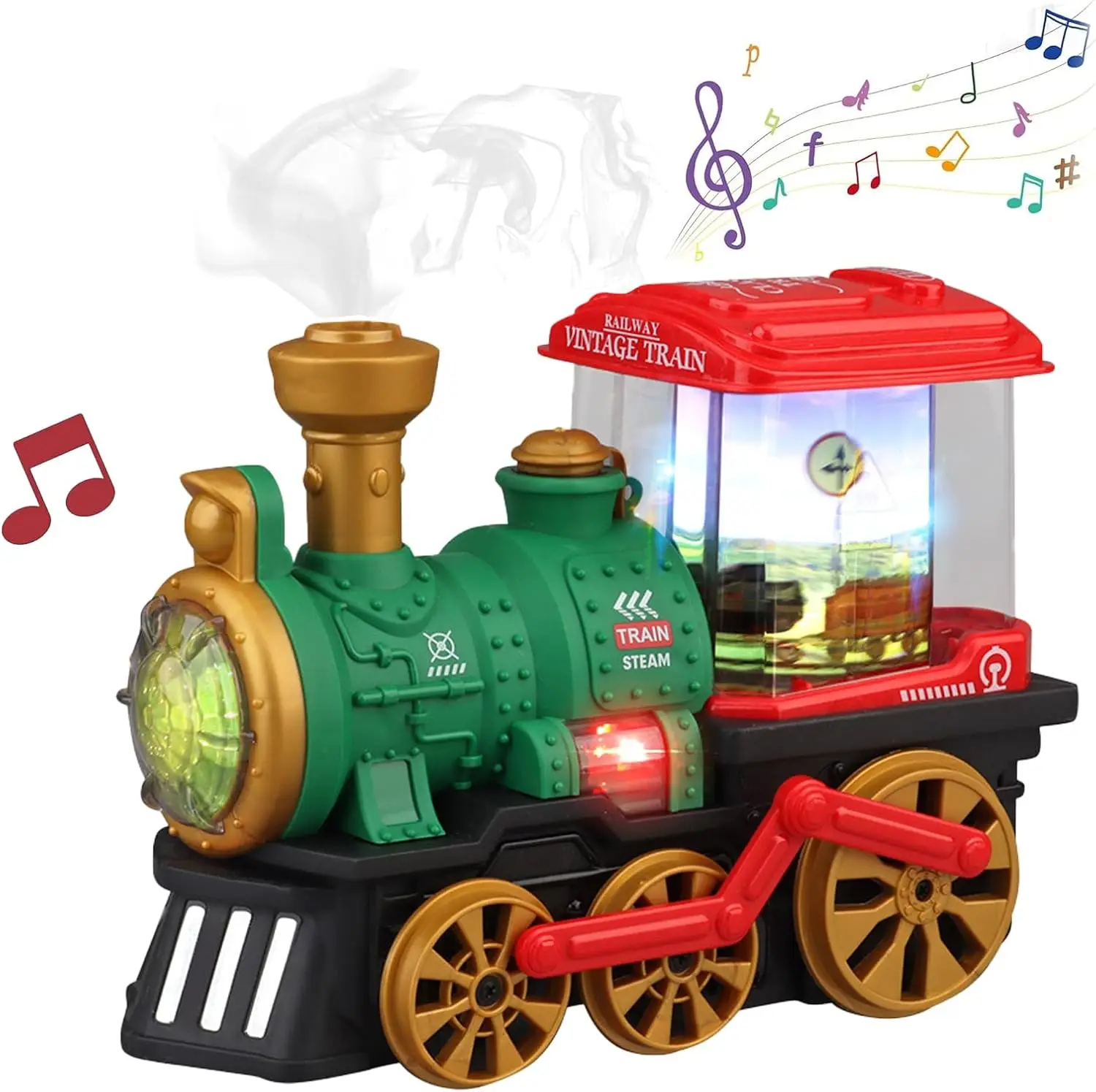 Electric Train Toys for Kids Bump Go Steam Train Locomotive Toy with Smoke Light  Sound Christmas Train Gift for Ages 3