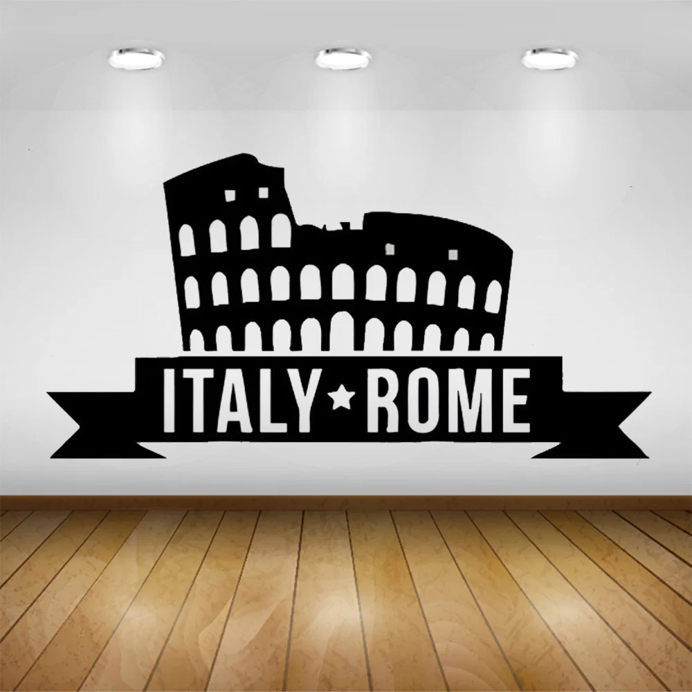 POOMOO Wall Decal Italy Rome Wall Stickers Vinyl For Living room Art Mural City Skyline Decal Special Modern Removable Decor