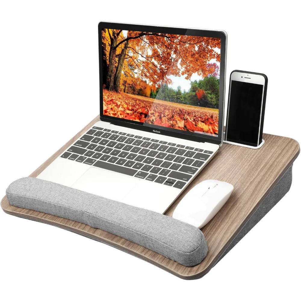 HUANUO Portable Lap Laptop Desk with Pillow Cushion, Fits up to 15.6 inch Laptop, with Anti-Slip Strip & Storage Function