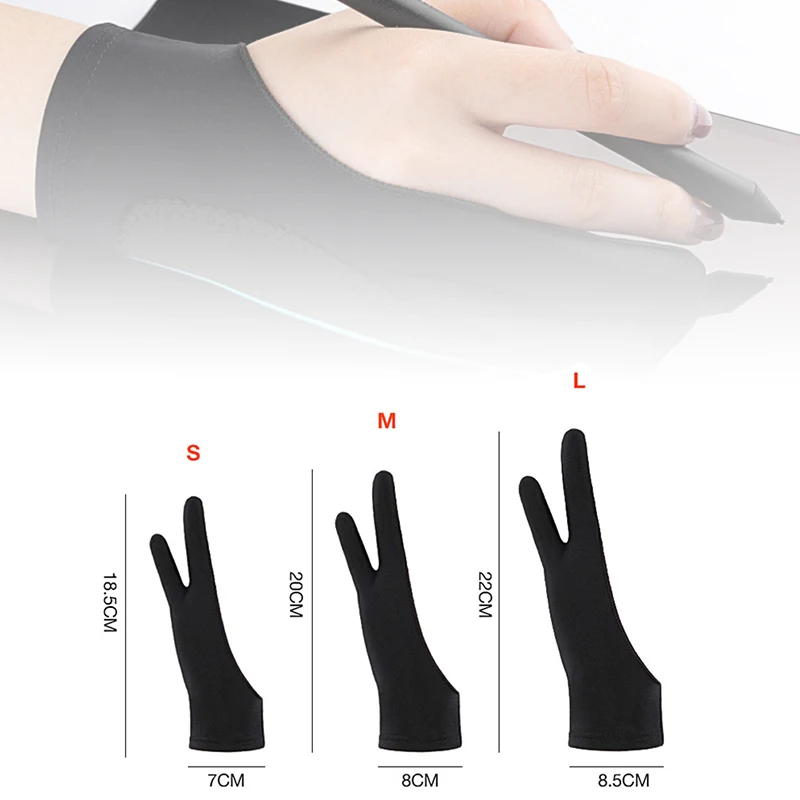 قفازات رسم يدوية مضادة لللمس بإصبعين للكمبيوتر اللوحي شاشة لوحة رقمية تعمل باللمس رسم مضاد للحشف مستلزمات فنية للرسم الزيتي