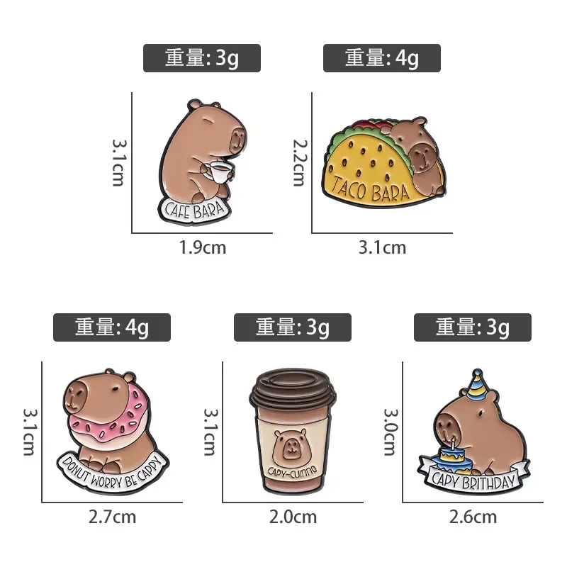 Cartoon Animal Capybara Brooch Enamel Pins Funny Cute Hippopotamus Lapel Badge Decoration Jewelry Gifts for Friends
