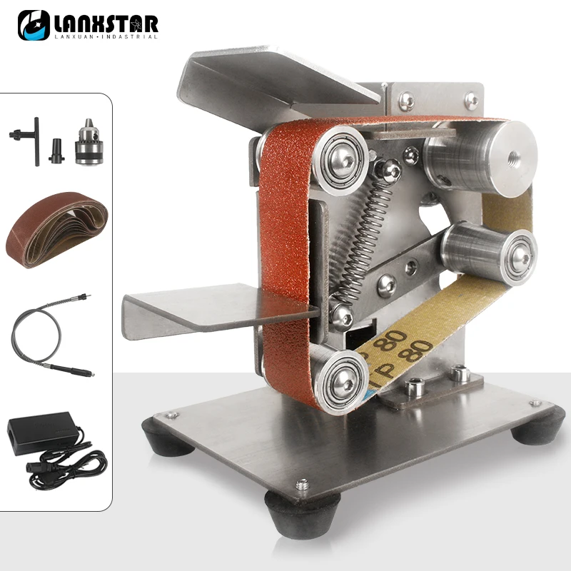 110V/220V Mini Belt Sander Set Multifunctional Grinder Cutter Edges Sharpener DIY Electric Polishing Grinding Sharpening Machine