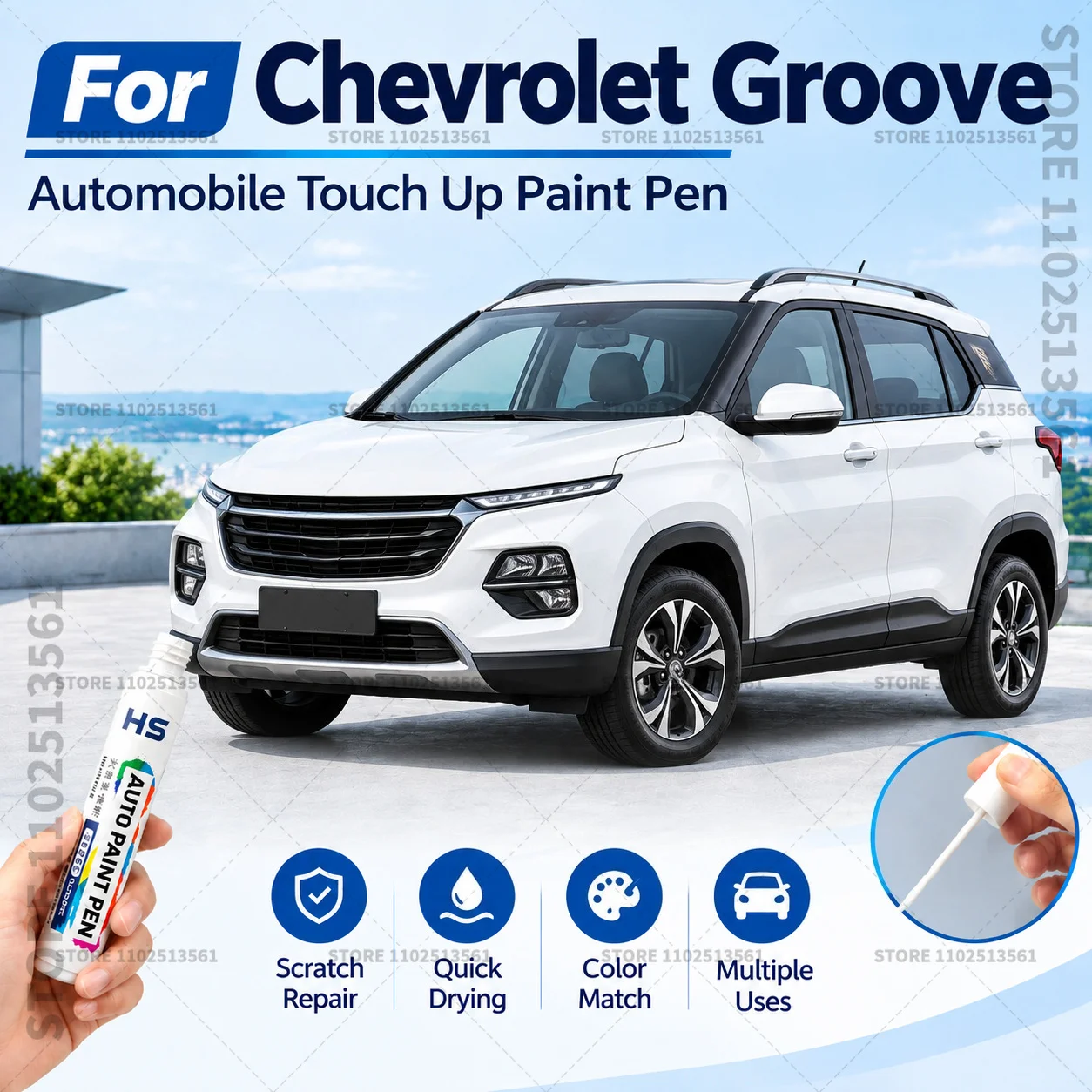 Car Scratch Remover Paint Pen Touch Up Marker for Auto Body Repair Door Bumper Fender Accessories For Chevrolet Groove White