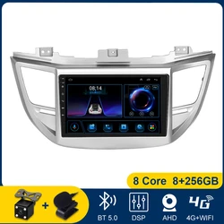 9-calowy multimedialny samochodowy Android 14 dla Hyundai Tucson 2014-2017 2018 Bezprzewodowy Carplay WIFI 4G Nawigacja GPS BT FM DSP Radio samochodowe