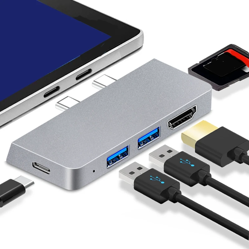 HUB For Pro 8 USB C Hub, 4K -Compatible Adapter+2 USB 3.0 Reader SD/TF Card Reader Adapter for Pro 8