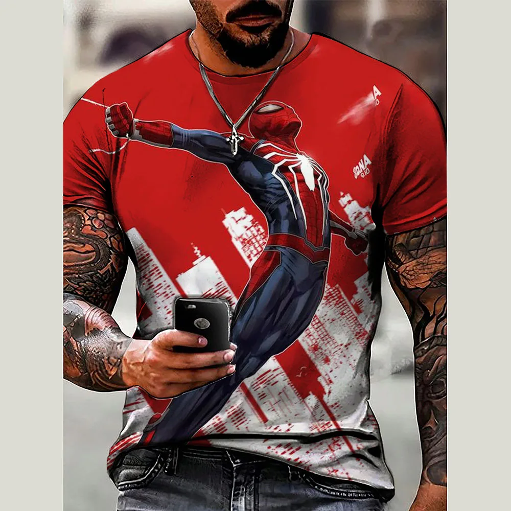 2024 Marvel superhero Hulk T-shirt men's top men's top children's T-shirt Spider Man summer short sleeved top T-shirt