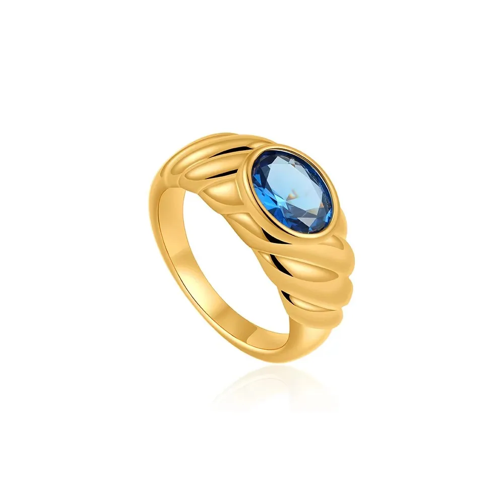 Women's Waterproof Zircon Wedding Ring, 18K Gold Plated