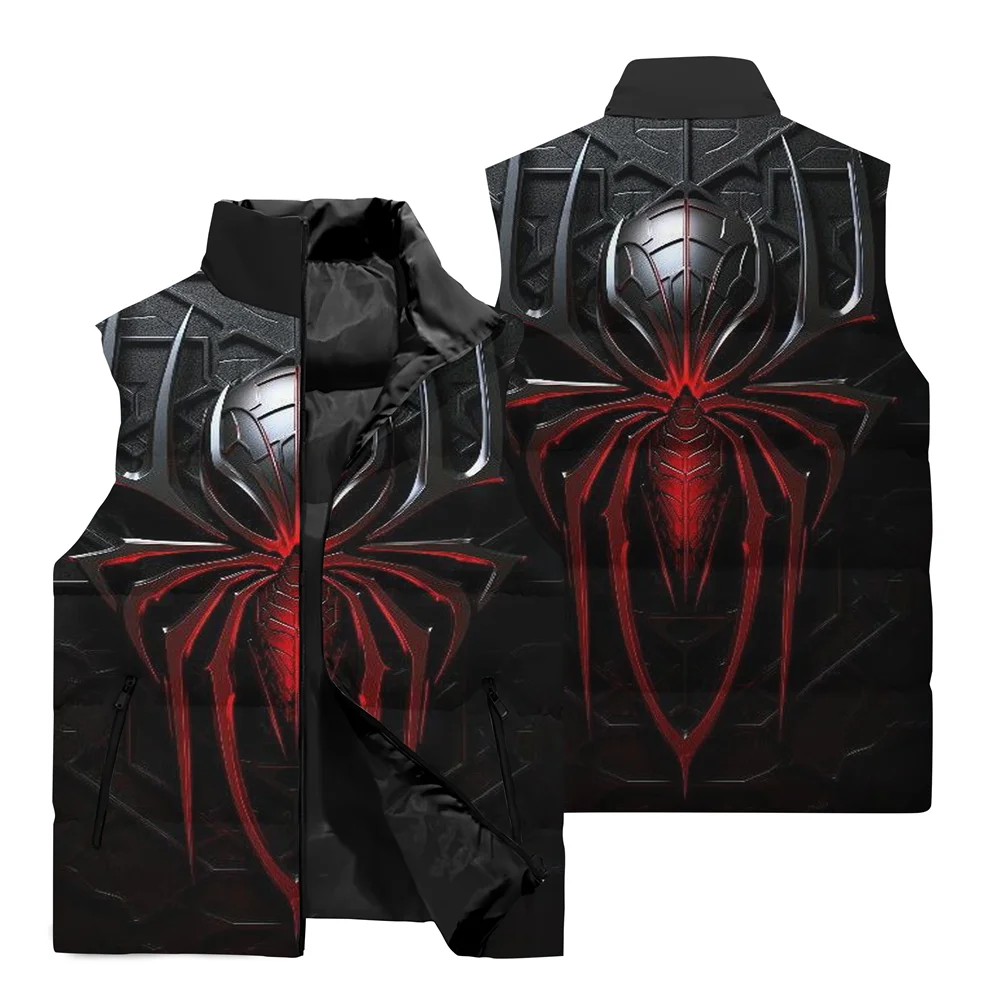 Winter Men\'s Sleeveless Jacket 3D Printed Marvel Spider-Man Pattern Fashion Street Sleeveless Vest Sports and Leisure Men\'s Vest