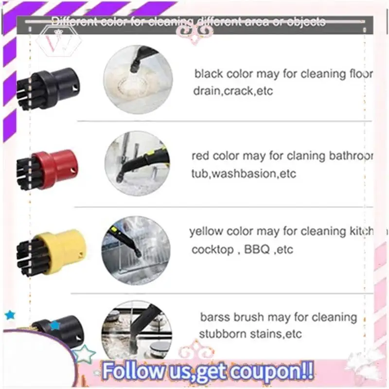 Durable Steam Cleaner Round Brush Power Nozzle Head O Ring Mop Rag For Karcher SC1/SC2/SC3/SC4/SC5 Steam Cleaner Parts