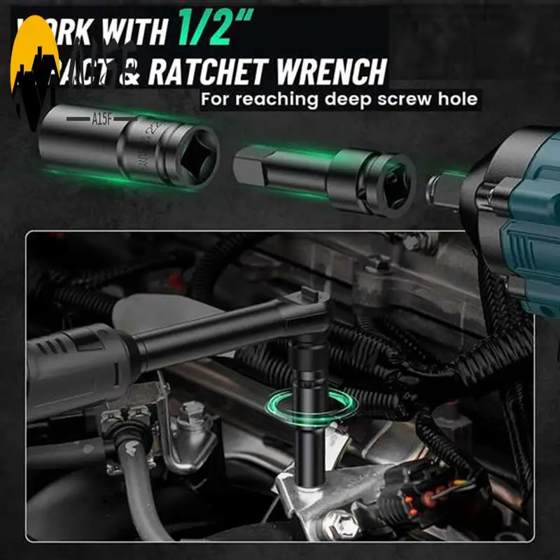 

A15F-Deep Impact Socket Set,10Pcs 1/2 Inch Socket Sets 8-24Mm And Storage Box With Driver Socket Extensions For Automotive