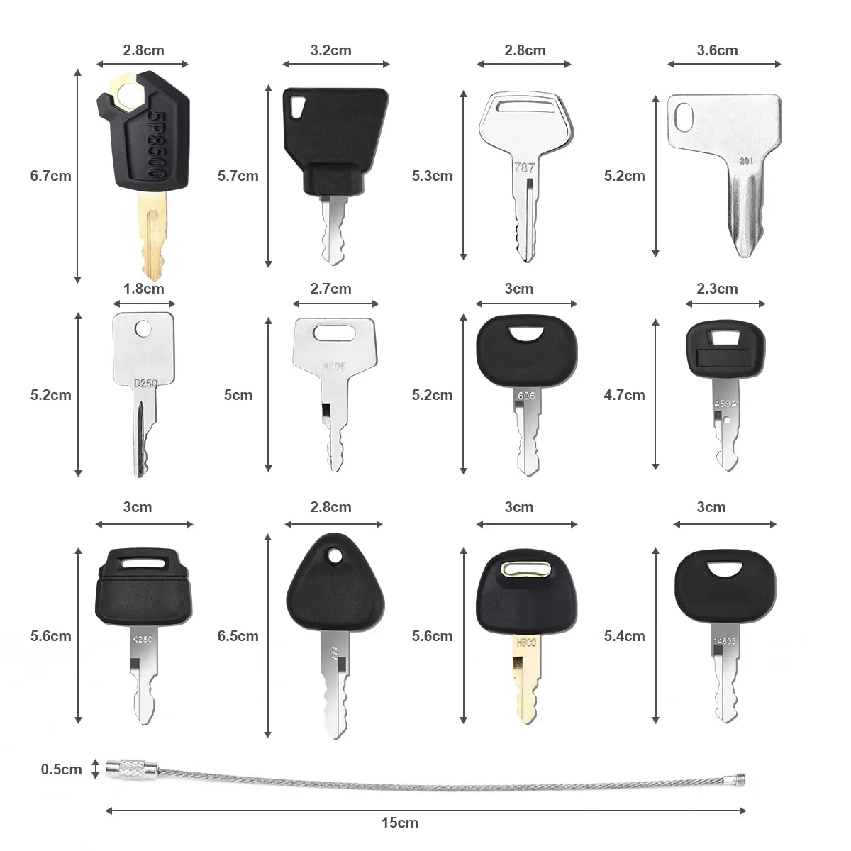 2024 12Pcs Replacement Ignition Key Set, Car Master Key Ignition Start Key For Tractors Universal Ignition Switch Spare Keys