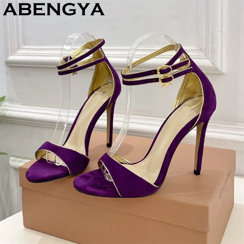 

2026 Summer New Ankle Buckle Stiletto Sandals Woman 10CM Open Toe Thin High Heel Sandals 35-41 Size Sexy Dress Shoes for Women