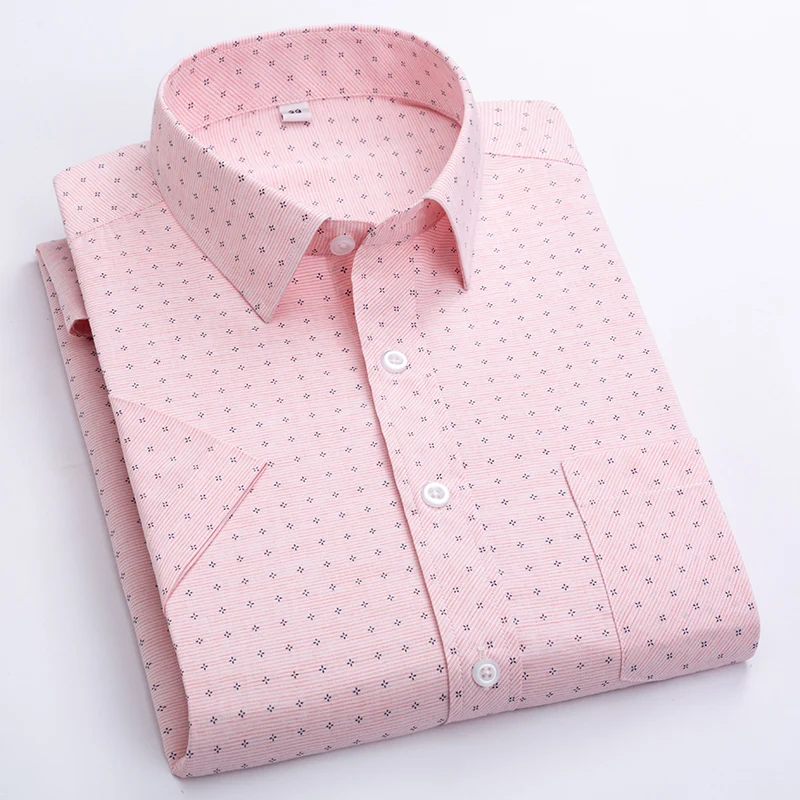 New Summer Printed Plaid Men Shirt Fashionable Business Casual Short-Sleeved Men's Clothing No-iron Anti-Wrinkle Breathable Top