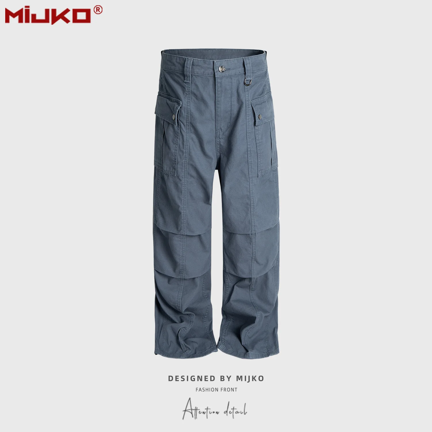 

Unisex Straight Fit Slimming Casual Pants Knee Pleated Folded Fashionable And Comfortable F9028