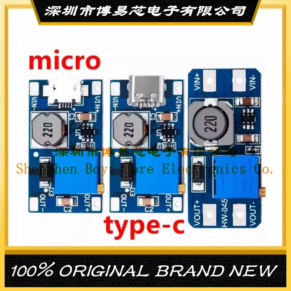 MT3608 DC-DC boost module 2A boost board input voltage 2-24V to 5/9/12/-28V adjustable