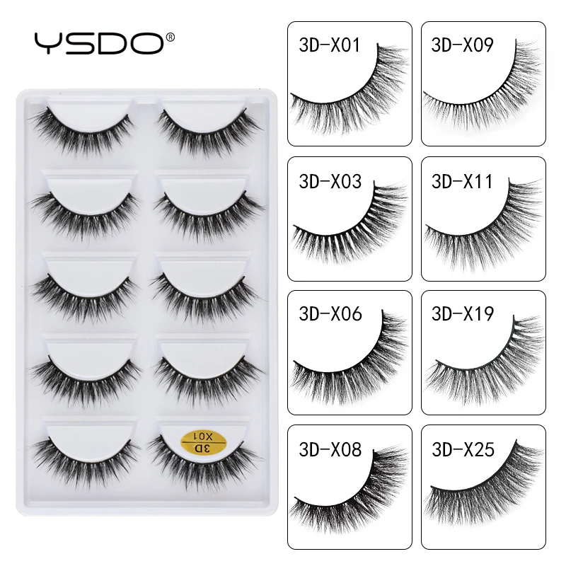 YSDO 3/5คู่3D Mink ธรรมชาติยาวขนตาปลอม Dramatic Faux Cils แต่งหน้าปลอมตัวต่อขนตา Maquiagem cilios