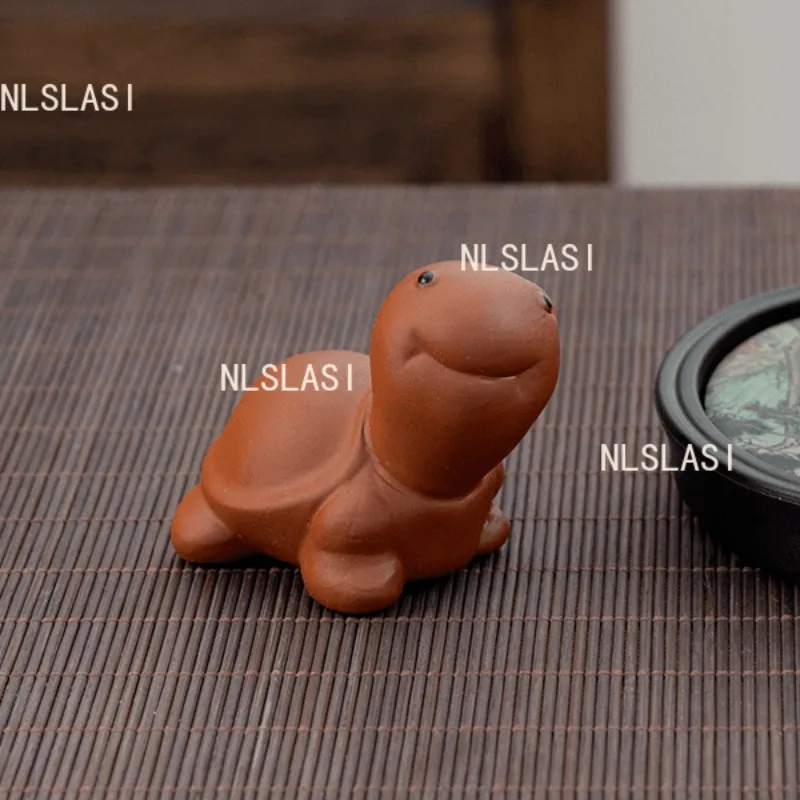 1pc Purple Clay Tea Pet Little Turtle Tea Ceremony Ornament Desktop Nourishing Chinese Tea for Play Cute Accessory Decoration