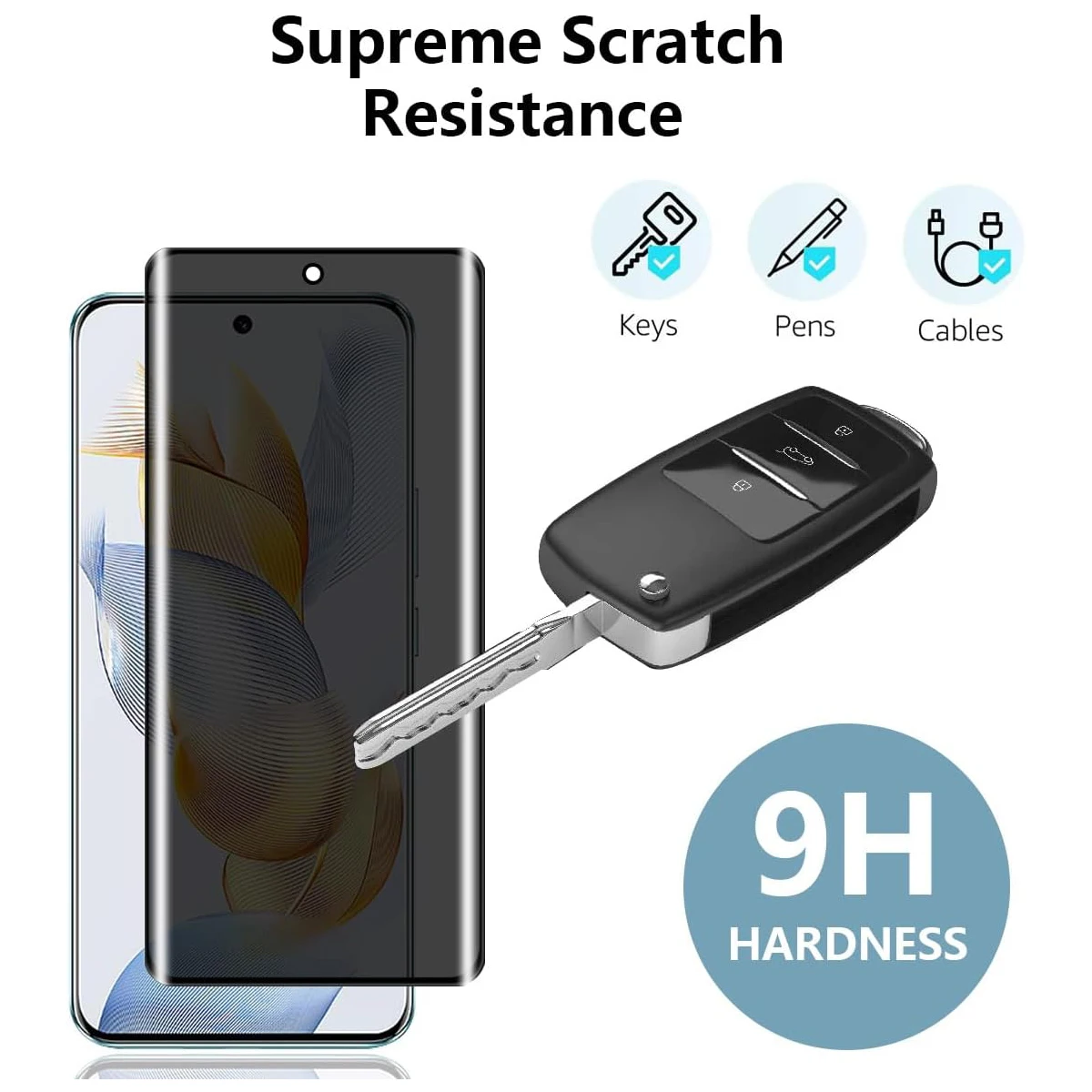 Pelindung layar Anti mata-mata Untuk HONOR 90, 3D privasi kaca antigores 9H Peep casing ramah aluminium tinggi