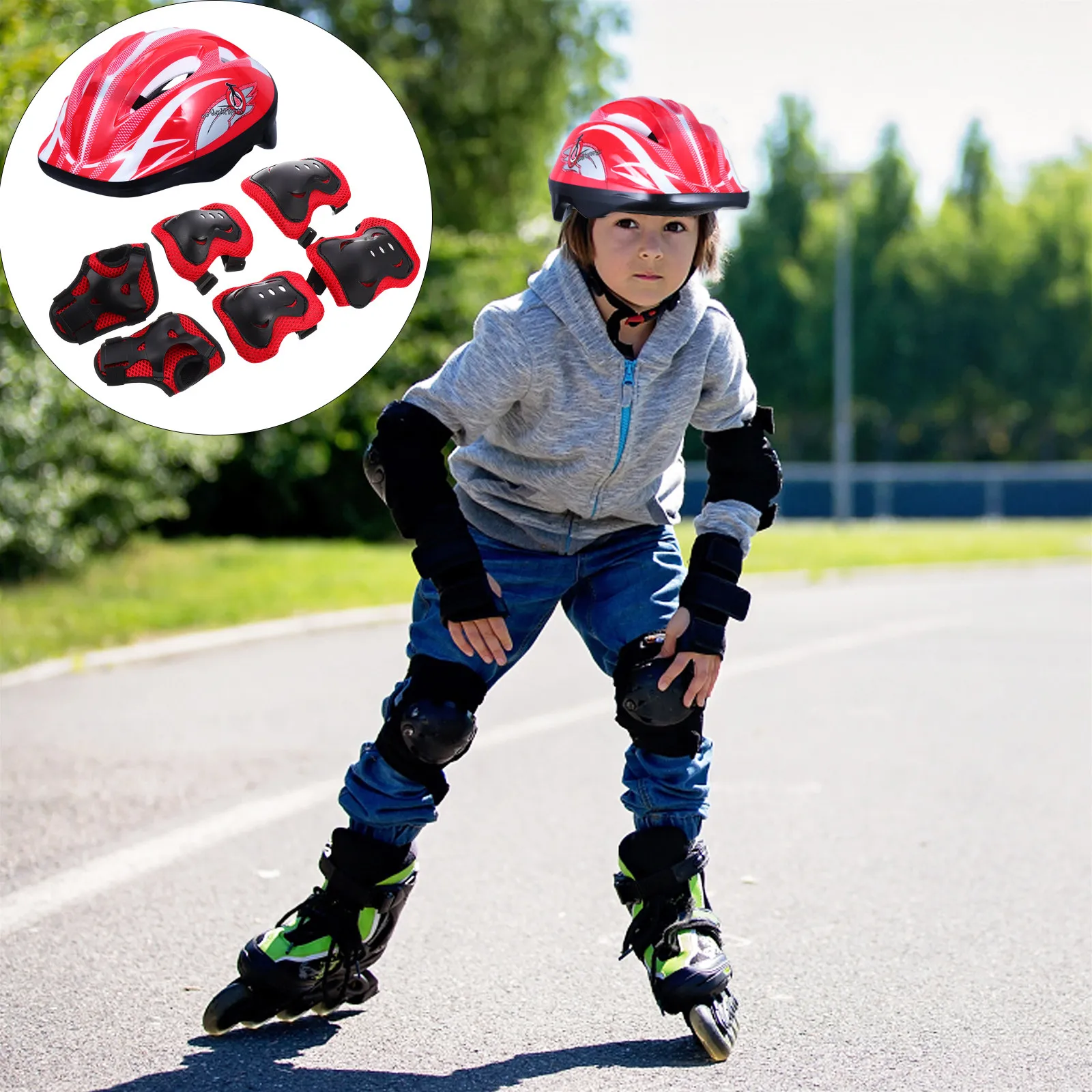 

Skating Protective Gear Set Adjustable Ventilated Elbow Knee Guard For Outdoor Sports Riding Safety Equipment