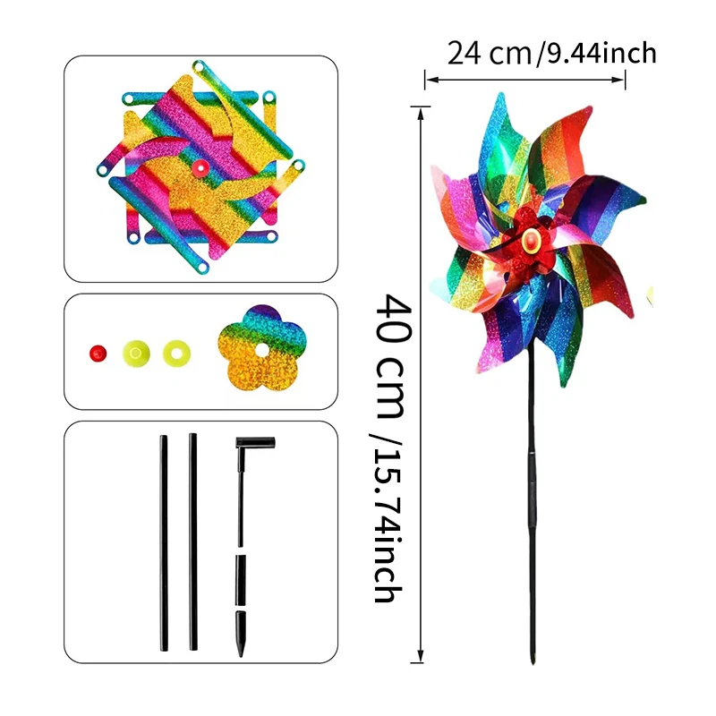 1Pc Windmolen Vogel Afstotende Decoratie Vogel-Angstaanjagende Windspinner Kinderen Speelgoed Eenvoudige Installatie Tuin Boomgaard Bescherming