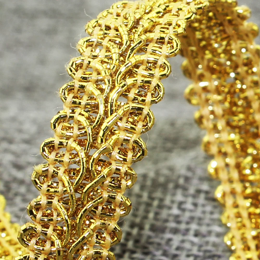 10yard crocheted gold centipede lace gold line 1.3 cm wide ribbon ethnic lace with hand-DIY lace