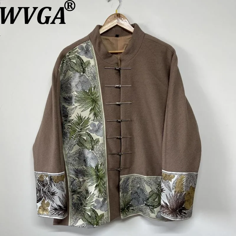 

WVGA весна осень новые мужские жаккардовые декоративные модные шерстяные костюмы Тан в китайском стиле нишевые шикарные повседневные пальто Ins Y2K W15761