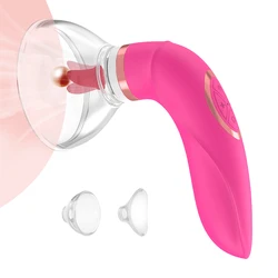 Tongue Licking Clitoris G Spot Vibrator Clitoral Sucker Nipple Stimulator for Women with 2 Sucking Cups Adult Sex Toys for Women