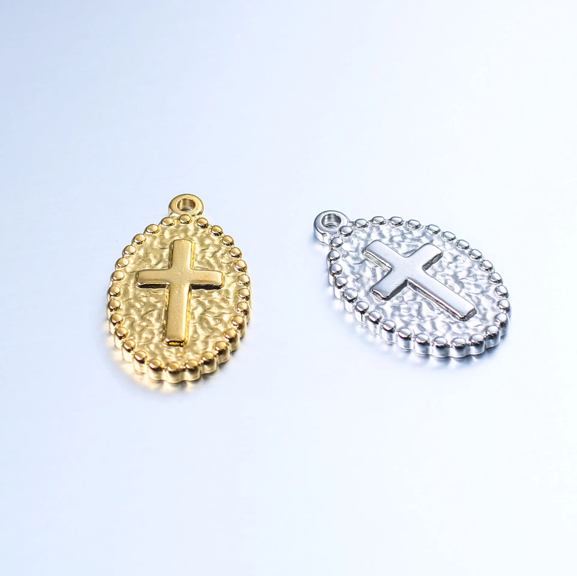 DOOYIO 3pcs/Lot Oval Jesus Crosses Stainless Steel Charms 14mm*23mm DIY Fashion Necklace Pendants Handmade Making Accessories - Image 2