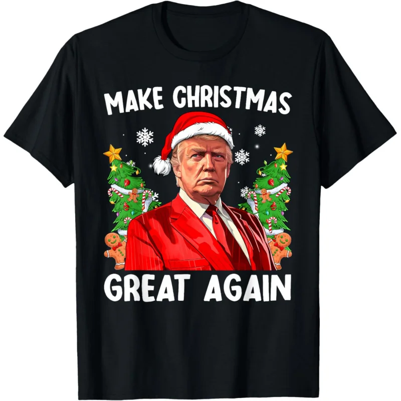 Make Christmas Great Again funny Santa Trump 2024 men Xmas T-shirt loose unisex style