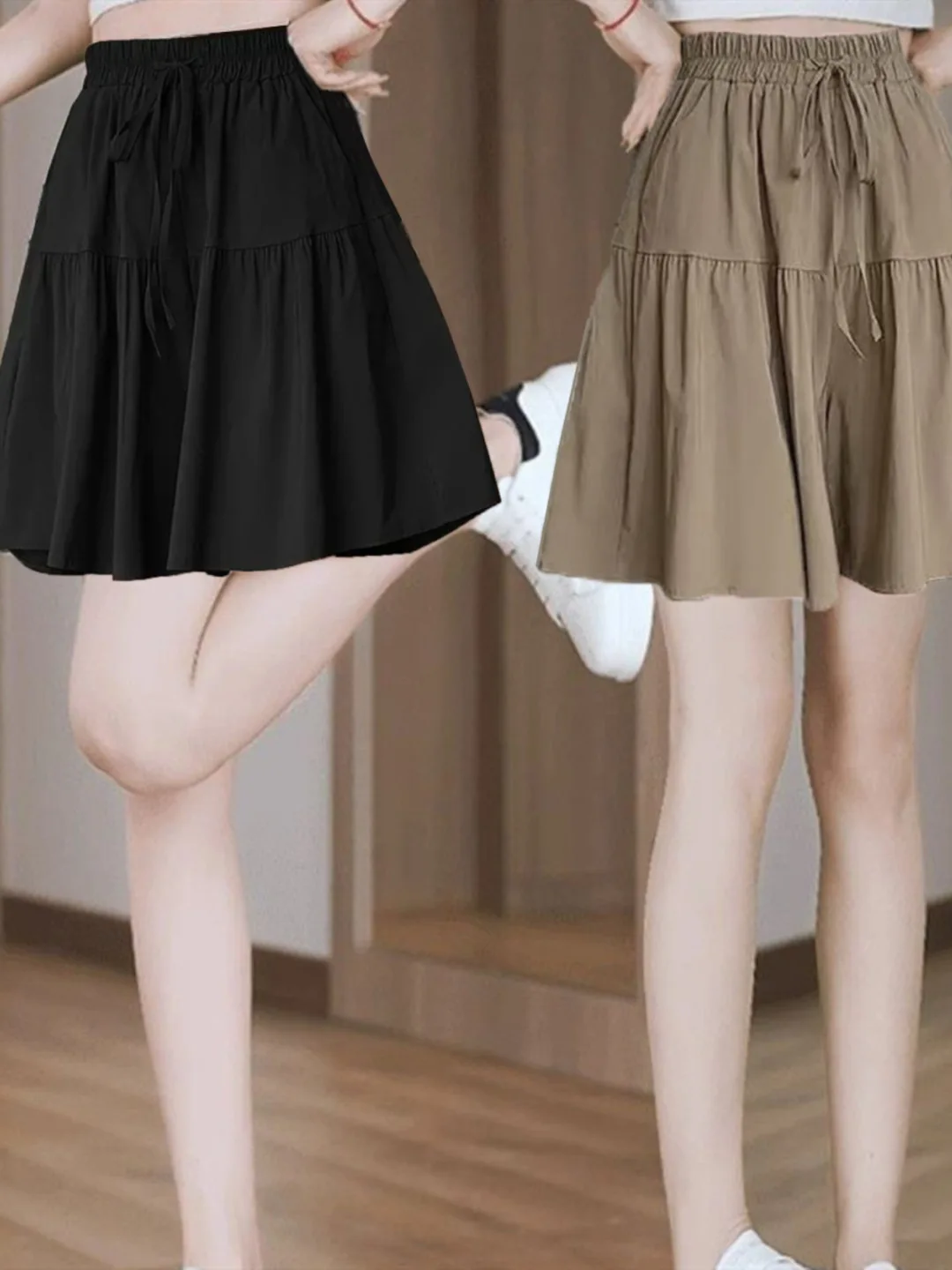 

Женские брюки больших размеров из ледяного шелка, с высокой талией, свободные, широкие, длиной до колена, утягивающие, повседневные, тонкие, летние, новинка