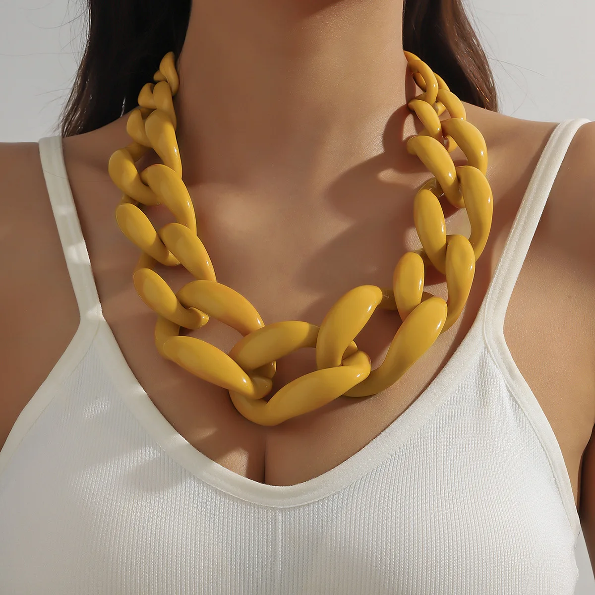 Neue Punk Big Link Acryl Halsband Ohrringe Set für Frauen Männer Vintage Chunky Kette Halsketten Erklärung Partei Schmuck Geschenke – Detail 13