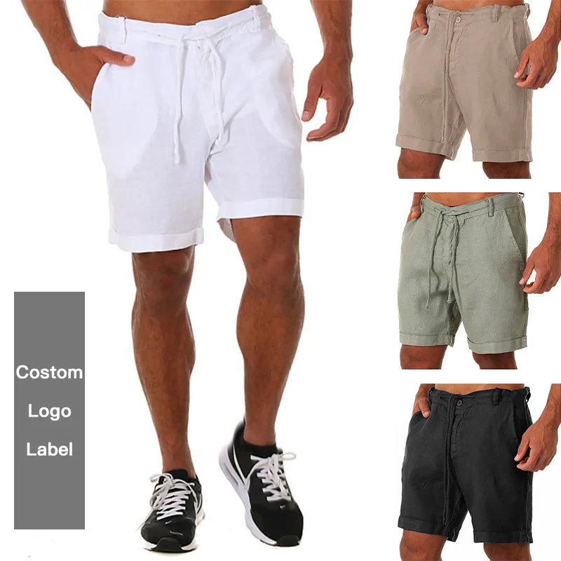 

Men's casual linen shorts, breathable sports shorts pants for spring and summer, tied men's striped beach pants pantalones