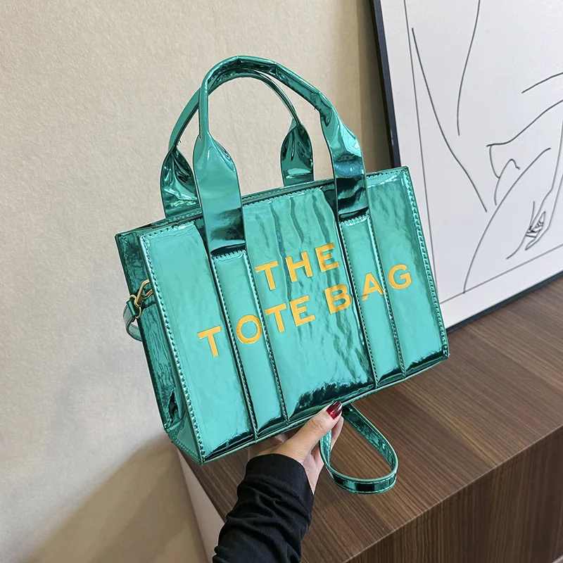 

‌ Блестящая большая сумка для женщин, новинка 2025 года. | Роскошная глянцевая сумка через плечо с верхней ручкой | Элегантная повседневная сумочка