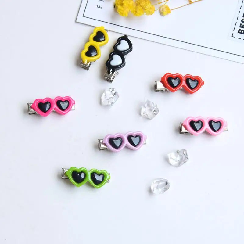 3-1 Set Plastic Pet Hair Clips Sunglasses Shape Hairpin For Small Dog Color Random Heart Shape Dog Grooming Hair Accessories