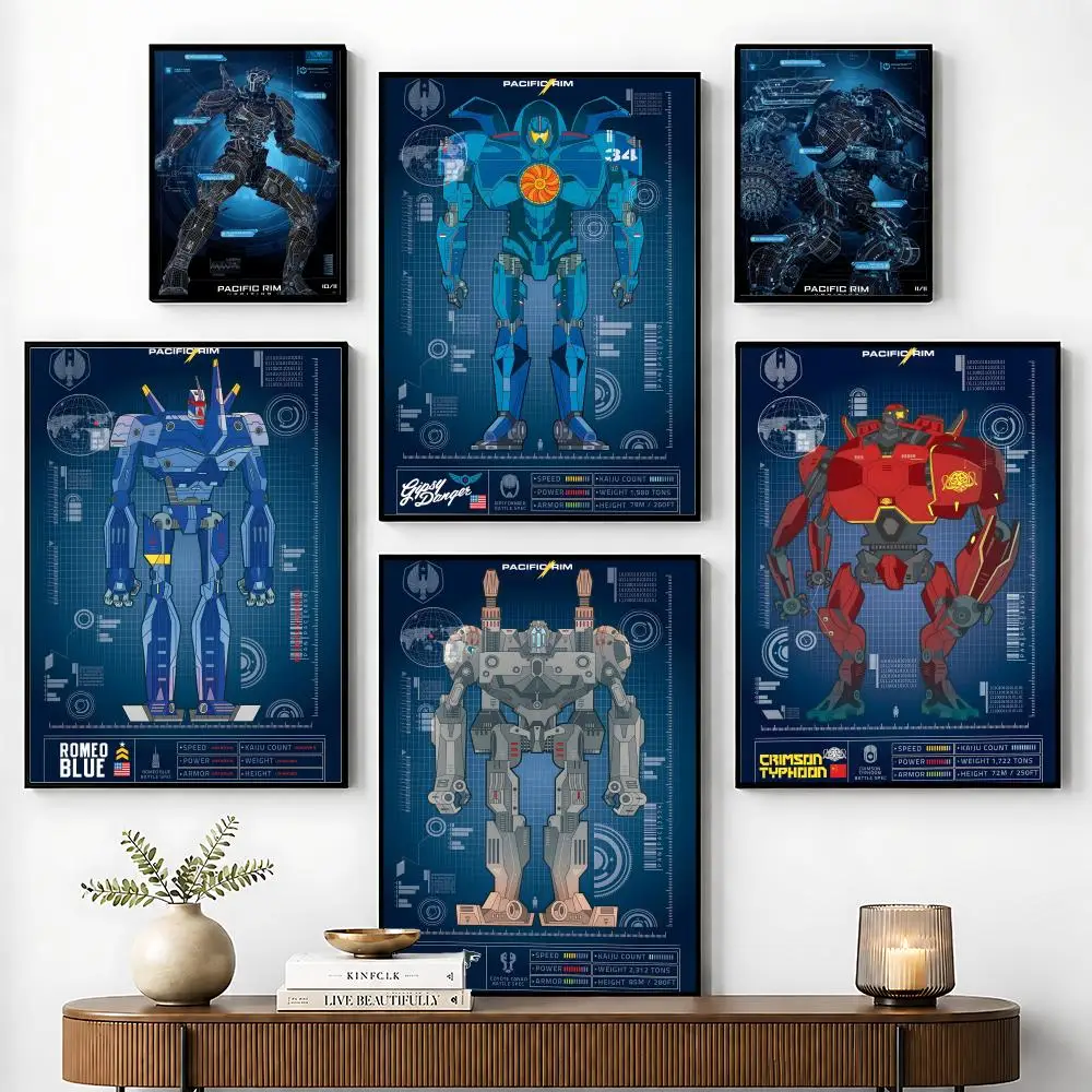 Imagen con detalles de Mecha, P-Pacific R-Rim, pintura, caligrafía, póster artístico, adecuado para sala de estar, dormitorio, bar, salón, hogar