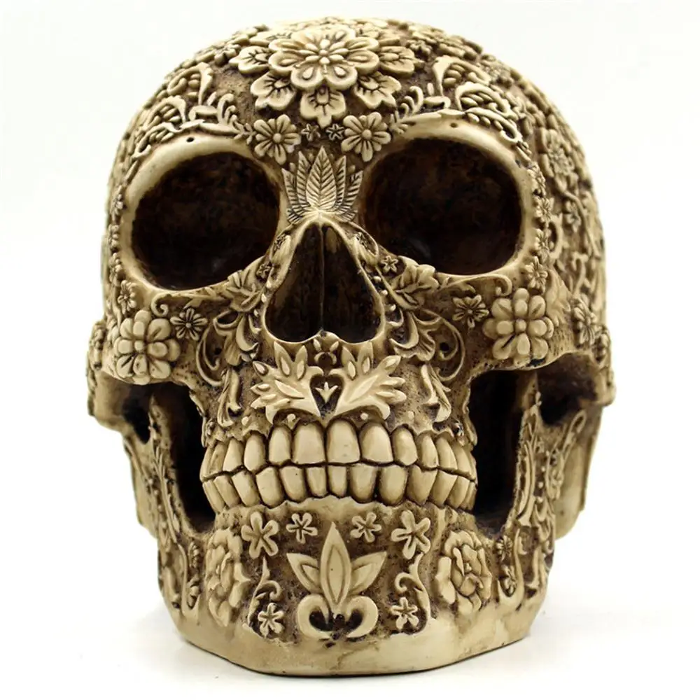 Lifelike Spoof Props Home Decor Crafts Skull Resin Skull Ornament Hand Carved Vintage Face Decoration Statues And Sculptures