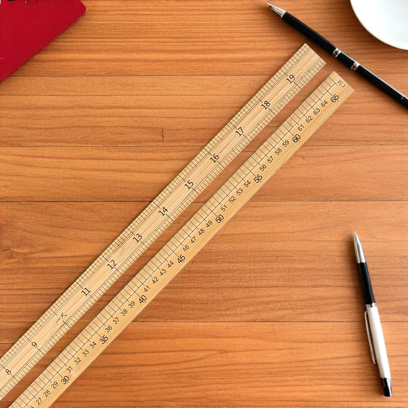 

4Pcs Bamboo Ruler for Sewing Measuring Tool with Dual Scale Centimeters Inches Patchwork Quilting Straight Edge