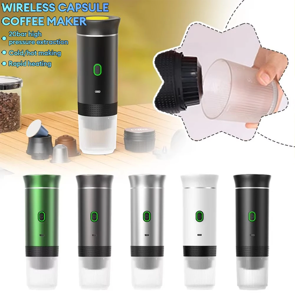

Upgraded Portable Espresso Machine,3-in-1 Auto Heating Capsule Coffee Maker Rechargeable Camping Travel Coffee Machine