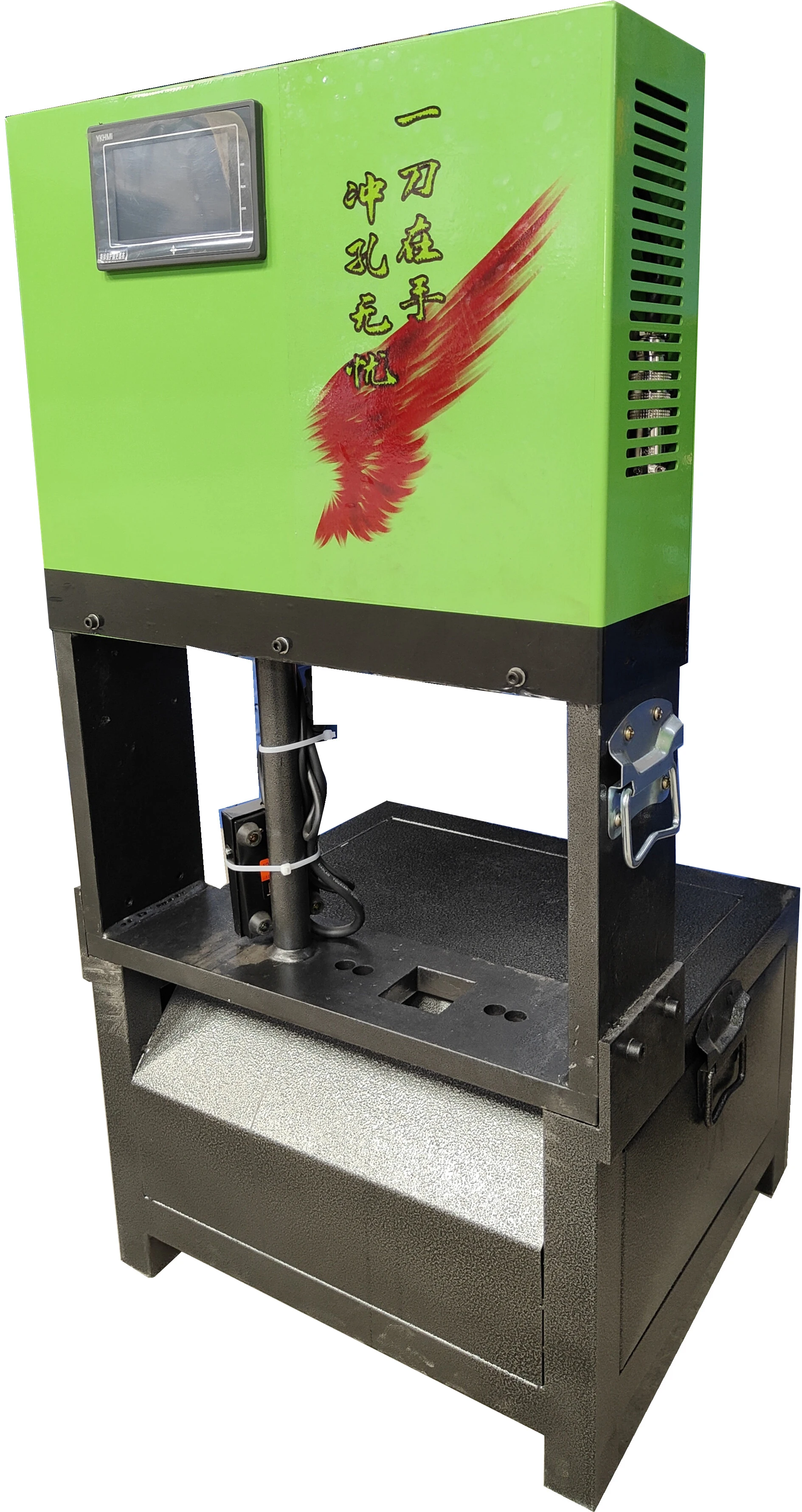 Stainless Steel Round Pipe Power Press Punching Hole Machine with One Custom Mold for Railing or Stair Handrail Usage