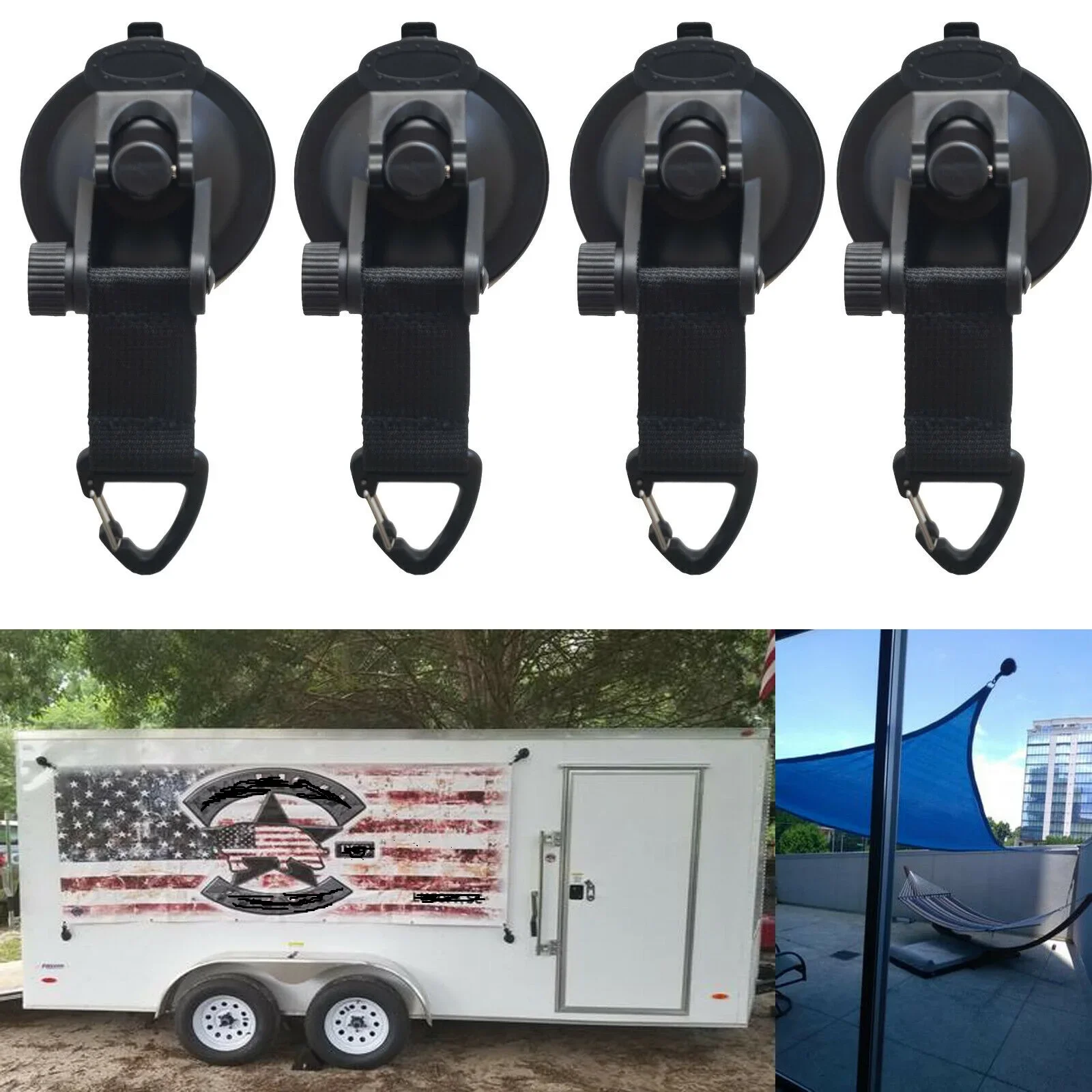 Cars Camper sCamping Tarp As Car Side Awning 2/4X Suction Cup Super Powerful Anchor Securing Hook Tie Down Glass Boats SUPs