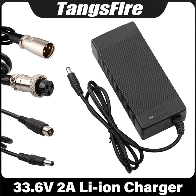 

33.6V 2A Lithium Battery Charger 8Series For 28.8V 29.6V Li-ion Battery Pack Charger DC/XLR/GX16/GX12/RCA High Quality Connector