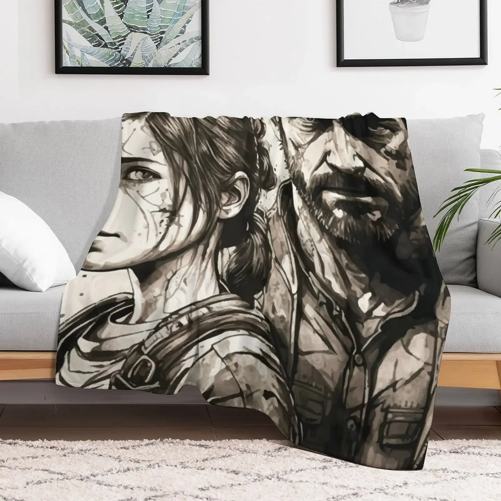 Ellie Throw Blanket for winter Retros Hair manga Blankets