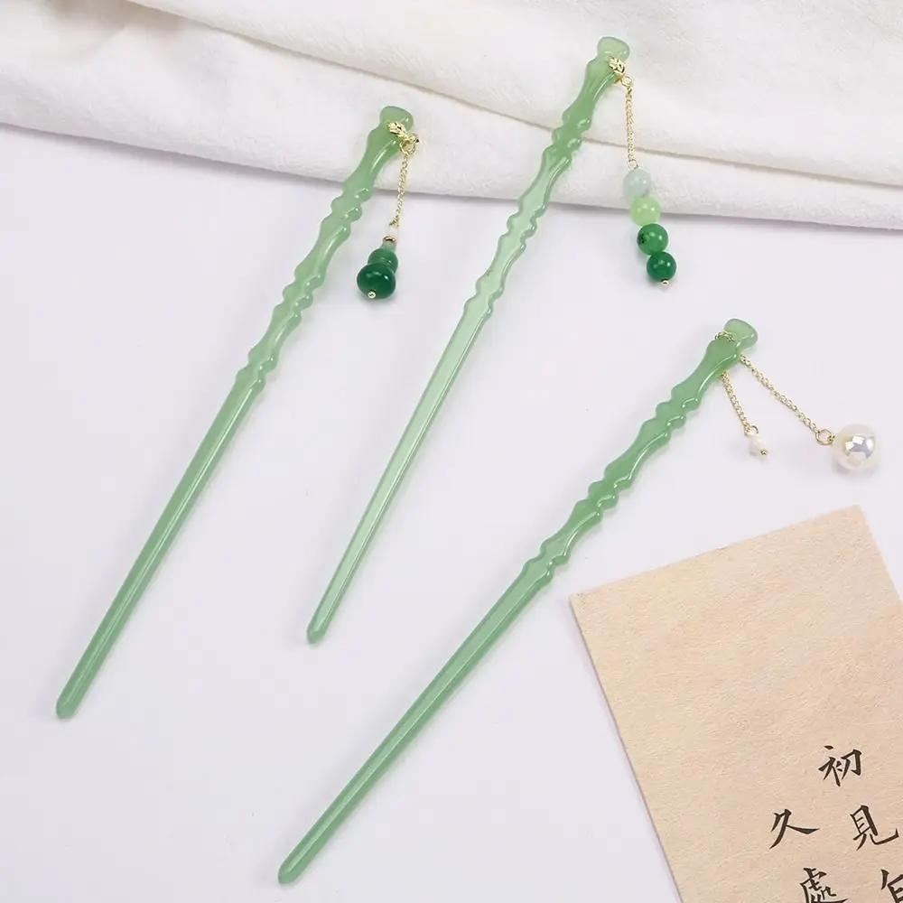 Agate Jade Acetic Acid Bamboo Joint Tassels Chinese Style Headwear Ancient Headwear Hanfu Hair Sticks Ancient Style Hairpin